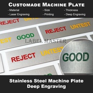 【Customized Machine Plate】Equipment Metal Name Plate Stainless Steel Plate Custom Etching Sign Laser