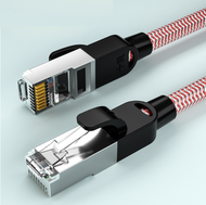 全城熱賣 - 六類千兆編織網線電腦8芯成品跳線 監控cat6類網络線（十極-編織線銀頭-中國紅 30米）