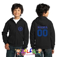 CHELSEA Kids' Zipper Hoodie Sweater Jacket Free FCChelsea with Name