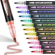 8/12 /24 Outline Marker Pen Metallic Double Line Art Contour Pen