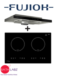 FUJIOH FR-MS1990 90CM GLASS BLACK SLIMLINE HOOD + FUJIOH FH-ID5120 2 ZONE INDUCTION HOB WITH TOUCH CONTROL