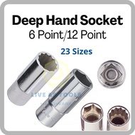 Chrome Deep Hand Socket / Hex Socket 1/2" 6 Point & 12 Point Socket Box 8mm-32mm ( Long Socket Wrenc