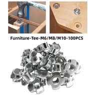 100PCS Furniture Tee M6/M8/M10 Metric Four Prong T-Nuts For Woodworking Furniture