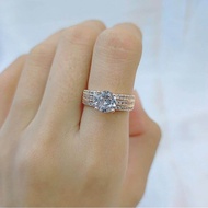 CINCIN BERLIAN MOSSAINITE SILVER TITANIUM PERMATA TIMBUL / CINCIN WANITA MODEL KOREA STYLE GAYA SIMP