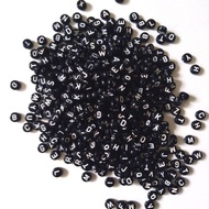 100pcs - Black Round Letter Beads/ Round Letter Beads Letter Beads