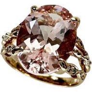 Pre-owned women's ring, size 14, 5.16ct morganite, 0.13ct diamond, 4.6g, 18K pink gold.