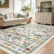 Deerly Boho Floral Area Rug -BeigeGreen-6x9