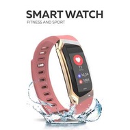 【大熱賣！】智能手錶－ WHATSAPP WECHAT 信息提示／來電顯示／血壓，心率監測／卡路里計算 ／計步器／睡眠監測 Bluetooth smart watch Pedometer 防水級別 IP67 （粉紅）