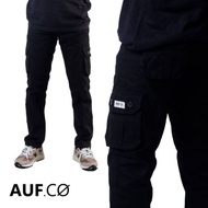 Celana Cargo Panjang AUF.CO warna Dark Grey bahan Premium QUALITY