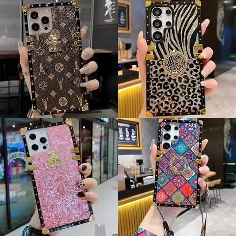 Luxury Phone Case For Oppo Realme C61 C63 C53 C55 C33 C35 Girl Ring Lanyard Funda for Realmi 6 9 Pro