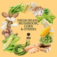 【FRESH BEANS, MUSHROOM, CORN & OTHERS 新鲜豆类，菇类，玉米和其他】Lady Fingers, Yam, Sweet Peas, Root, Petai
