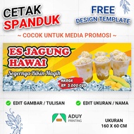 Cetak Spanduk Banner Es Jagung Hawai Viral Ukuran 160x60 Bisa Kustom Ukuran