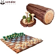 WONDER Forest Chess Set, Wooden Portable Mushroom Chess Set,  Rollable -themed Chess Games Set Wild 
