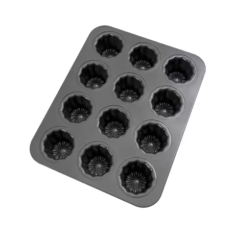 12-Cavity Canele Mold Cake Pan Non-Stick Canele Muffin Bakeware Cupcake Pan For Oven Baking Pudding 