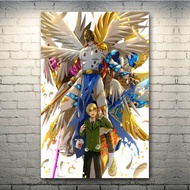 โปสเตอร์ผ้าใบวาดภาพอนิเมะญี่ปุ่นคลาสสิกผจญภัย Digimon โปสเตอร์พิมพ์ YagamiTaichi Agumon รูปภาพสำหรับ