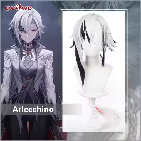 UWOWO Arlecchino Cosplay Wig Long Hair Game Genshin Impact Fatui Cosplay Genshin Impact Fatui Harbin