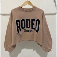 RODEO CROWNS Korean Style Crope Sweater Crewneck Sweatshirt Croope Kpop Women's Contemporary Oversiz