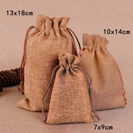 Light Coffee Wedding Favor Hessian Burlap Jute  Bags Drawstring Pouch