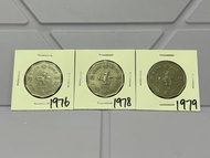 （十角形伍圓一套）香港硬幣英女王伊利沙伯 1976，1978 & 1979 年五元 Government of Hong Kong Queen Elizabeth ll 1976，1978 & 197