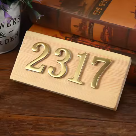 1PCS Copper House Number Self-Adhesive 3D Numeral Door Plaque Hotel Home Sticker Address Mail Box La