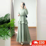 ORIGINAL NEW ARRIVAL - GAMIS POLOS KOMBINASI BRUKAT - SANIA DRESS MAXI