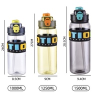 1500ML Sports Water Bottle Drinking Botol Air Besar Bekas Air Minuman Plastic Transparent Sport Bott