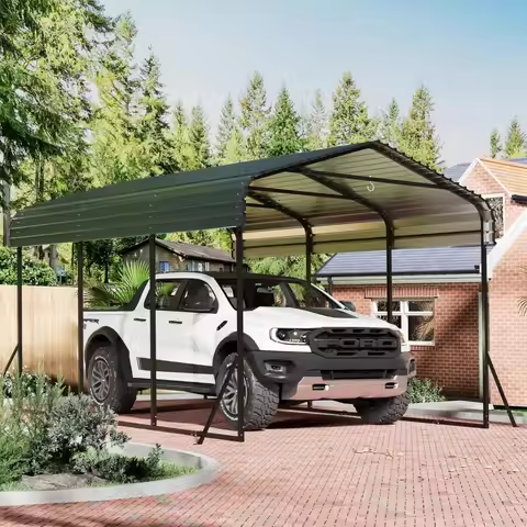 10x15 Carport Heavy Duty, Metal Carport with Galvanized Steel Roof, Metal Car Garage Multi-Use Shelt
