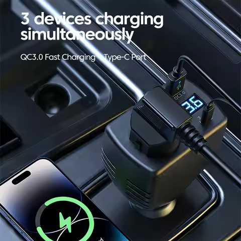 150W Multifunctional High-power Car Charger Intelligent Voltage Digital Display USB PD Universal Con