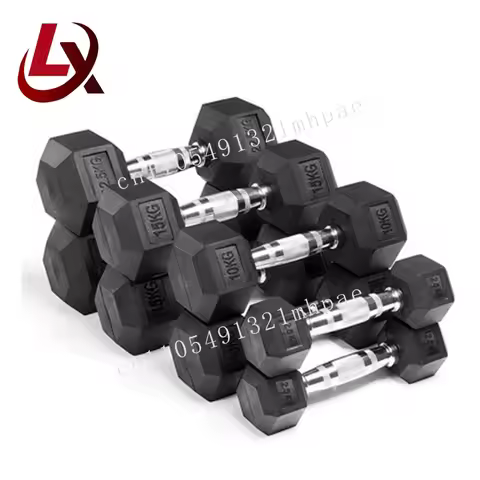 Hot selling product custom weight fixed rubber dumbbell iron weightlifting gym hexagonal dumbbell 5