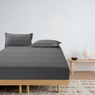 Premium Cotton Fitted Bedsheet Stripe Cadar Single Queen King Size Bedding Set 2in1 4in1 Getah Kelil