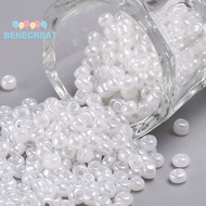 BENECREAT 1pound Glass Seed Beads Ceylon Round White 8/0 3mm Hole: 1mm about 10000pcs/pound