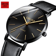 ORUSS Universal Leather Mens Watch Simple Ultra-Thin Belt Korean Version Casual Waterproof Student Q