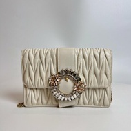 MIUMIU 白皺褶寶石肩背包