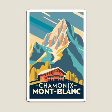 A Vintage Travel Art Of Chamonix Mont Bl Magnet Stickers Baby Children Funny Cute Magnetic Refrigera