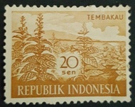Perangko 20 sen tembakau Republik Indonesia