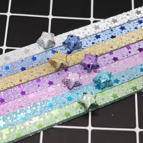 Star Origami Paper Color Star Paper Strip Double Sided Origami Stars Paper with Cute Pattern Lucky S