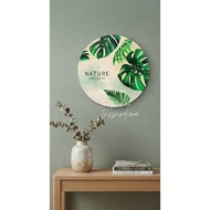 🪴 Frame Kayu Bulat Daun Hijau 28x28cm | Hiasan Dinding Moden Minimalist | Wall Frame Natural Aesthet