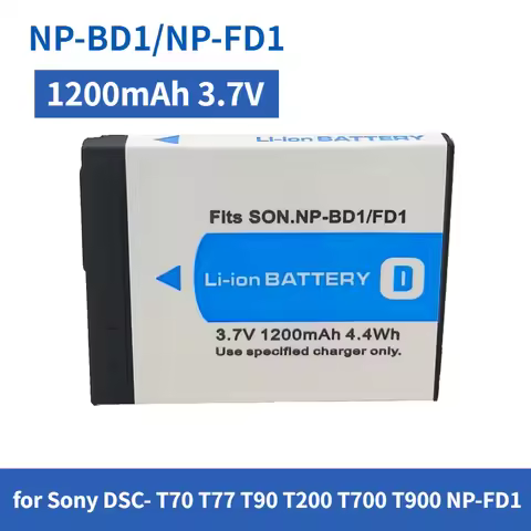 NP-BD1/NP-FD1 1200mAh 3.7V Rechargeable Lithium Battery for Sony DSC- T70 T77 T90 T200 T700 T900 NP-