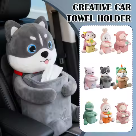 Car Mounted Tissue Holder Creative Car Mounted Tissue Box And Garbage Bin 2-In-1 Multi Functional Ca
