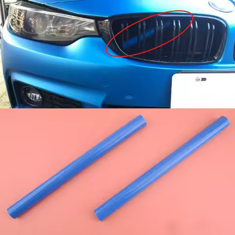 2Pcs 2.6cm Car Front Grille Water Tank Stripe Blue Plastic Fit for BMW 1 2 3 4 5 6 7 Series F20 F21 