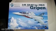 KittyHawk 1/48 瑞典空軍 SAAB JAS-39B/D「鷲面獅」雙座版戰鬥/教練機 未組模型