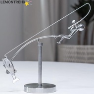 LEMONTREAL Kinetic Fishing Sculpture, Handmade Desk Ornament The Fisherman Balancing Sculpture, Crea