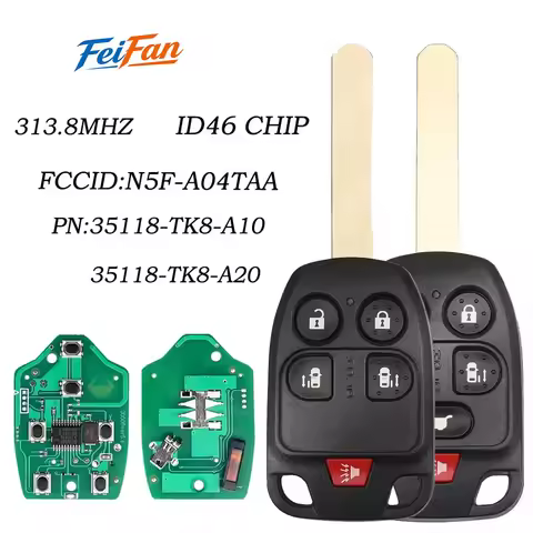 FeiFan N5F-A04TAA For Honda Odyssey 2011 2012 2014 Remote Car Key Full Key Complet 313.8Mhz FSK ID46