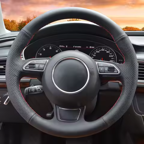 Car Steering Wheel Cover Black Leather Braid For Audi A1 8X A3 8V Sportback A4 B8 Avant A5 8T A6 C7 