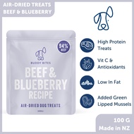Buddy Bites - Air Dried Dog Treats - Beef & Blueberry (94% Beef & Made in New Zealand)