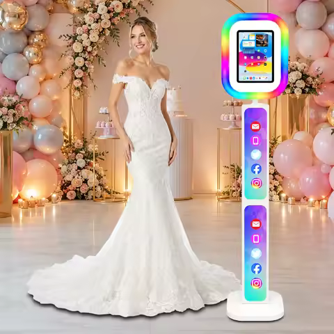 Portable Photo Booth with iPad Shell Stand Selfie Station Photobooth Machine for 10.2/11/12.9/13 inc