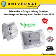 [SG SHOP SELLER] Schneider 1 Gang / 2 Gang Outdoor  Weatherproof Transparent Socket Cover IP55