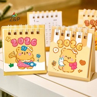 [Z&P-t] 2026 Custard Bear Calendar Desk Calendar Portable Coil Schedule Planner Desktop Decoration D