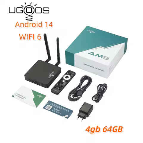 Original UGOOS AM9 Smart Tv Box Android 14.0 Amlogic S905X5 Cortex-A510 LPDDR4X 4GB 64GB WIFI6 BT5.2