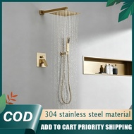 GUGA Shower Set Stainless Steel Wall Mounted Gold Shower Set with Handheld Rain Shower Head Set